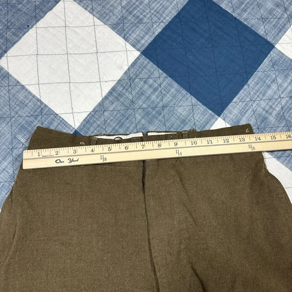 True Vintage 50s Military Wool Trousers Olive Drab Button Fly Suspender Buttons